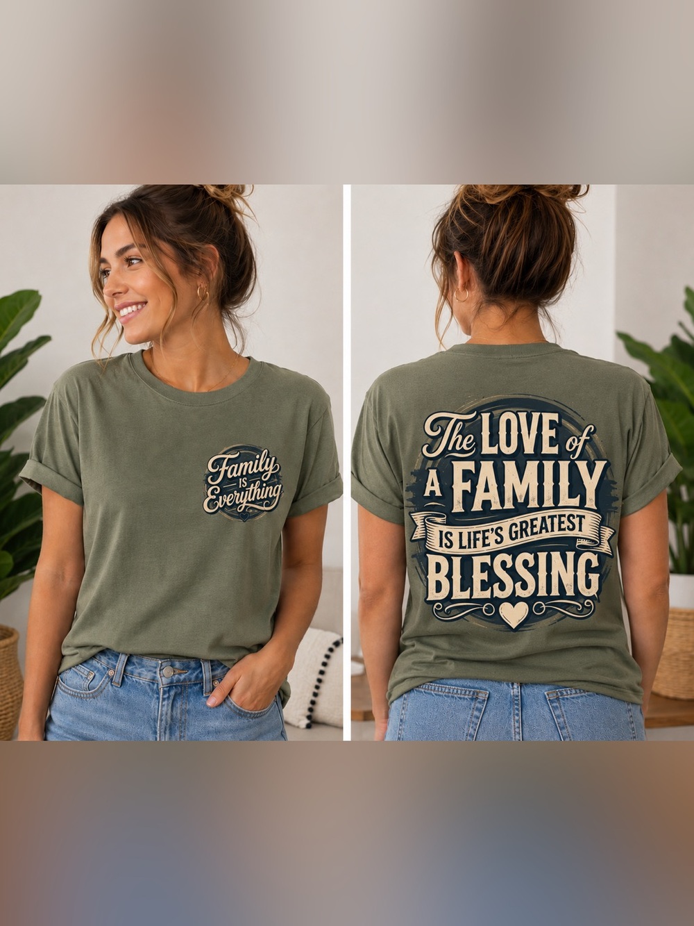 Women's Military Green Graphic Tee
